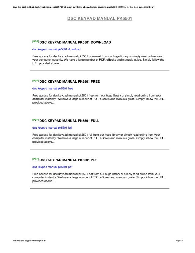 Dsc keypad-manual-pk5501