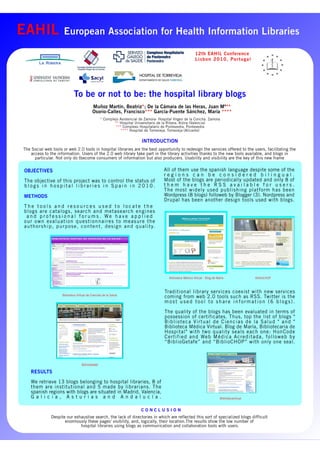 Blogs of the hospital librarian: to be or not to be on the web? (Poster EAHIl2010)