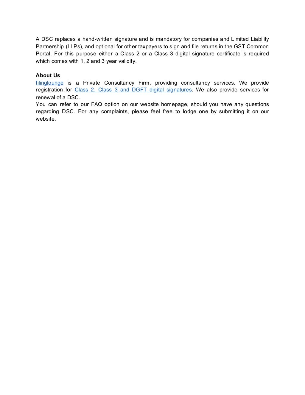 Digital Signature Certificate For GST