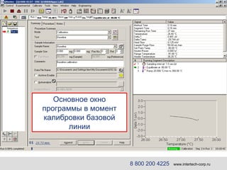 Основное окно программы в момент калибровки базовой линии 8 800 200 4225   www.intertech-corp.ru 