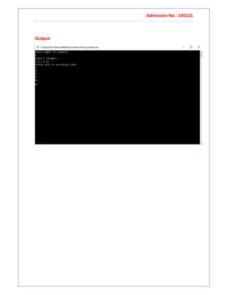 Admission No.: 14S121
Output:
 