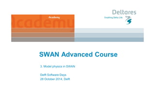 SWAN Advanced Course 
3. Model physics in SWAN 
Delft Software Days 
28 October 2014, Delft 
 