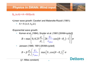 SWAN: fully spectral E(V,T) 
Based on action balance equation (Action ): 
N c c t 
w 
N N c N c N S 
w w w w 
  