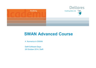 SWAN Advanced Course 
4. Numerics in SWAN 
Delft Software Days 
28 October 2014, Delft 
 