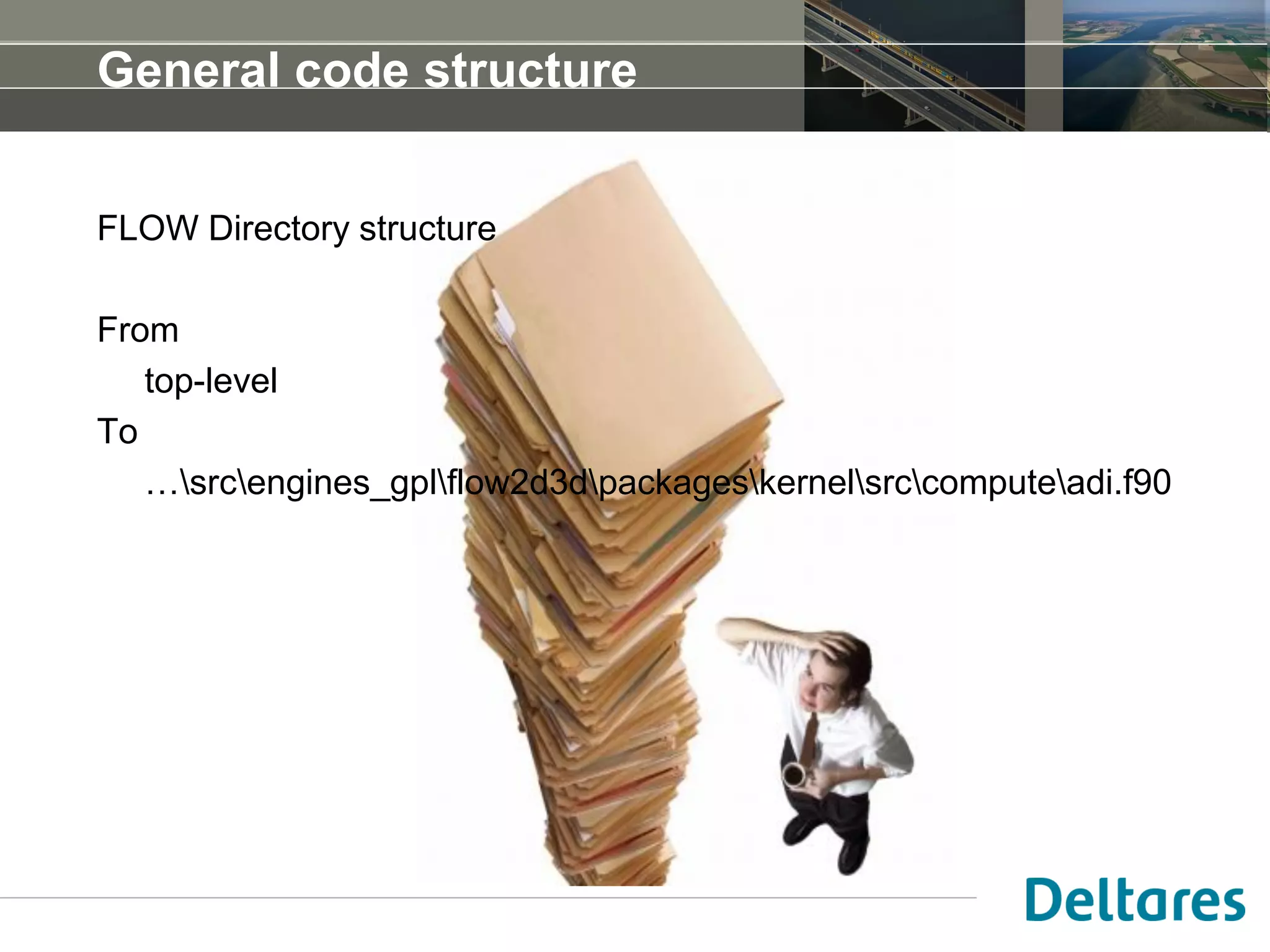 General code structure
FLOW Directory structure
From
top-level
To
…srcengines_gplflow2d3dpackageskernelsrccomputeadi.f90
 