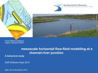 Delft, 3rd of November 2015
Frank Platzek (Deltares)
Regina Patzwahl (BAW)
mesoscale horizontal flow-field modelling at a
channel-river junction
Delft Software Days 2015
A behavioral study
 