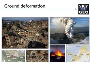 Nepal
earthquake
Eyja0allajökull
volcano
Ground deforma/on
 