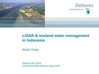 October 24th, 2016
International Delft Software Days 2016
LiDAR & lowland water management
in Indonesia
Martijn Visser
 
