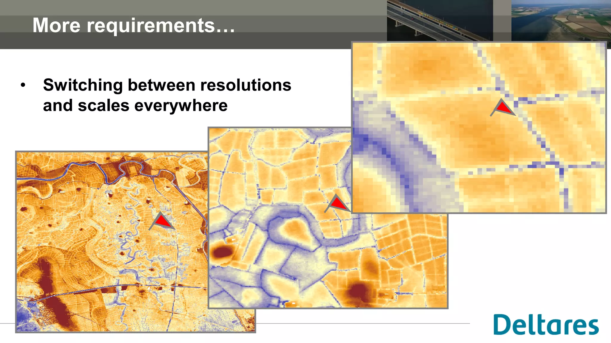 • Switching between resolutions
and scales everywhere
More requirements…
 