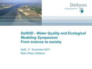 Delft3D - Water Quality and Ecological
Modeling Symposium
From science to society
Delft, 1st November 2017
Nicki Villars, Deltares
 