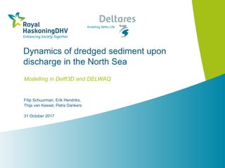Dynamics of dredged sediment upon
discharge in the North Sea
Modelling in Delft3D and DELWAQ
Filip Schuurman, Erik Hendriks,
Thijs van Kessel, Petra Dankers
31 October 2017
 
