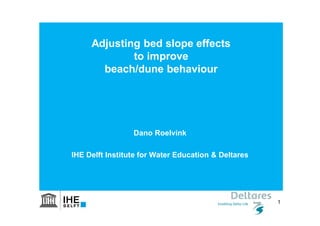 1
Dano Roelvink
IHE Delft & DELTARES, Netherlands
Adjusting bed slope effects
to improve
beach/dune behaviour
Dano Roelvink
IHE Delft Institute for Water Education & Deltares
 