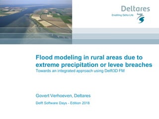 Delft Software Days - Edition 2018
Flood modeling in rural areas due to
extreme precipitation or levee breaches
Towards an integrated approach using Delft3D FM
Govert Verhoeven, Deltares
 