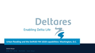 Urban flooding and the Delft3D FM 1D2D capabilities: Washington, D.C.
Didrik Meijer
D S D - I N T 2 0 1 8 - D e l f t 3 D - U s e r D a y s
 