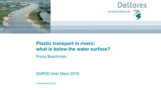 Plastic transport in rivers:
what is below the water surface?
Frans Buschman
Delft3D User Days 2019
14 November 2019
 