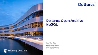 Gabe Miller (TVA)
Edward Roush (Infisys)
Andre Grijze (Deltares)
Deltares Open Archive
NoSQL
 