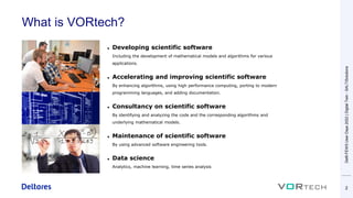 What is VORtech?
Delft-FEWS
User
Days
2022
|
Digital
Twin
-
SALTISolutions
2
⚫ Developing scientific software
Including th...
