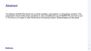 DSD-INT 2022 Singularity containers - simplifying the use of Delft3D FM ...
