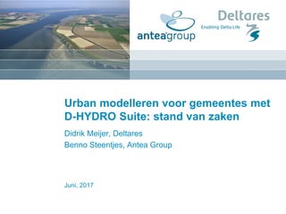 Juni, 2017
Urban modelleren voor gemeentes met
D-HYDRO Suite: stand van zaken
Didrik Meijer, Deltares
Benno Steentjes, Antea Group
 