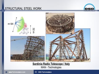 STRUCTURAL STEEL WORK



 m 64


               32 m




               Sardinia Radio Telescope / Italy
                      MAN - Technologies
 
