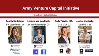 26
DoD’s Innovation Ecosystem is Fatally Flawed
Venture Capital firms do not want to invest in DoD-only companies:
investm...