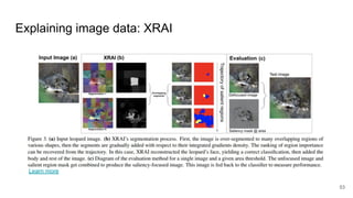Explaining image data: XRAI
53
Learn more
 