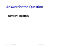Answer for the Question
Network topology
Thursday, July 30, 2020 DSDV Protocol
 