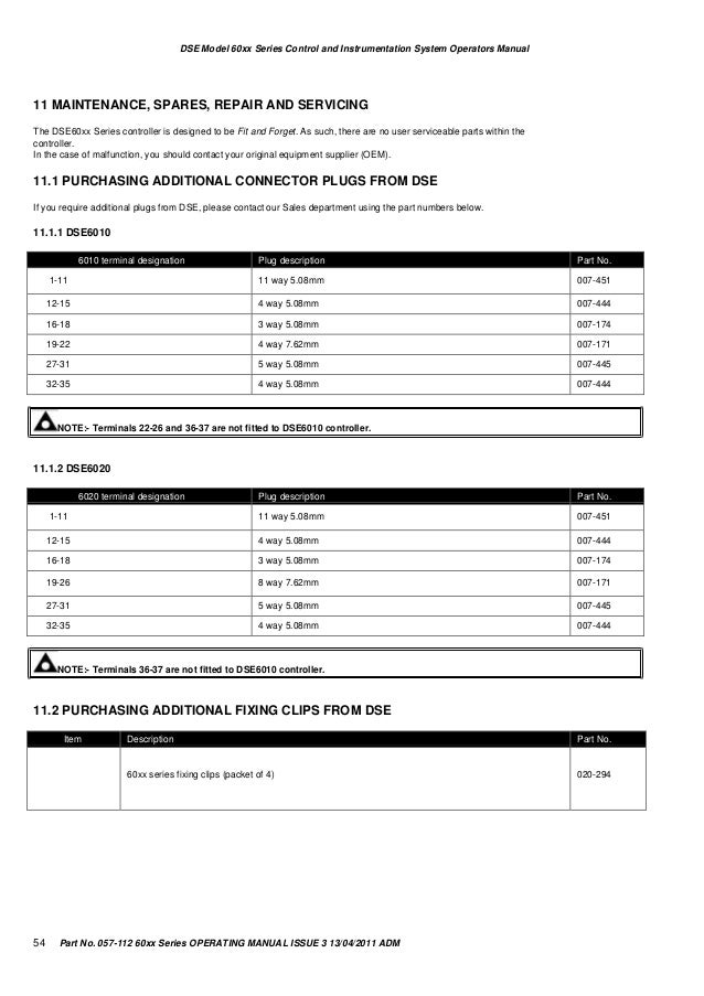 DSE 6010/20 - manual operation