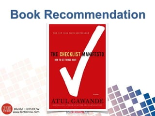 www.techshow.com
#ABATECHSHOW
Book Recommendation
 