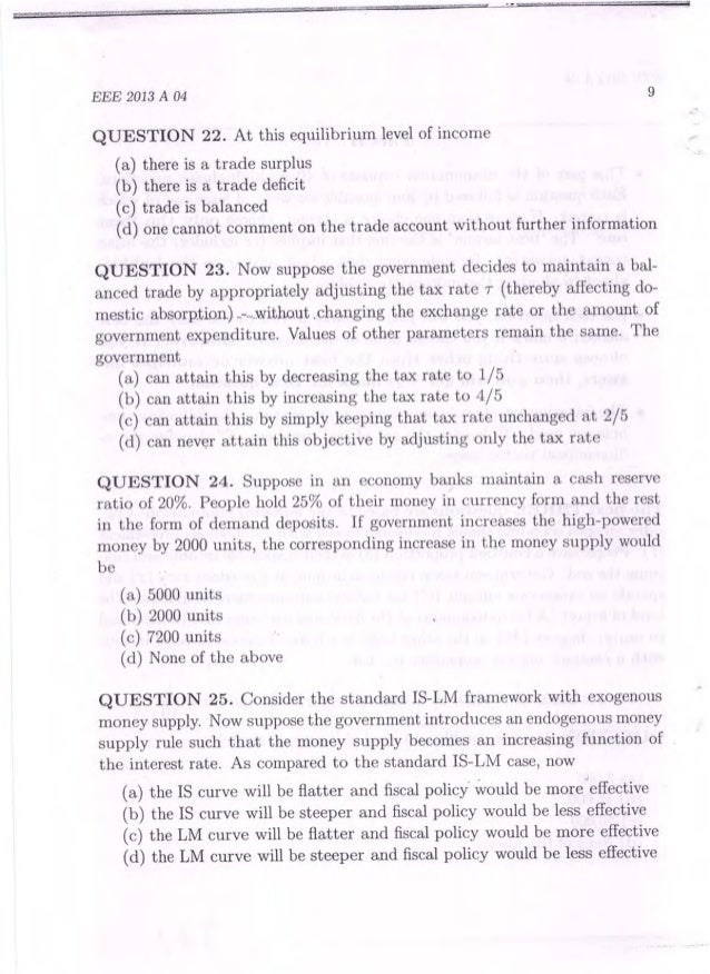 delhi school of economics entrance exam 2013 suppose that the money demand function takes the form
