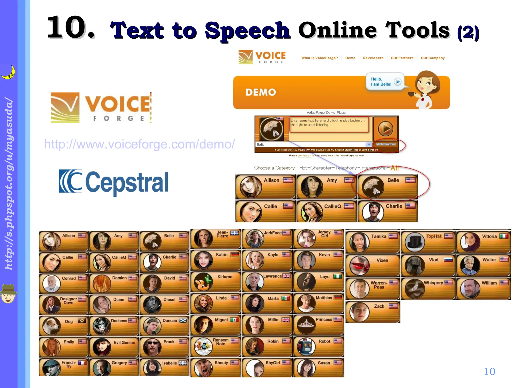http://www.voiceforge.com/demo/ .   Text to Speech  Online Tools   (2) 