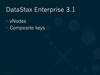 ©2012 DataStax 40
•  vNodes
•  Composite keys
DataStax Enterprise 3.1
 