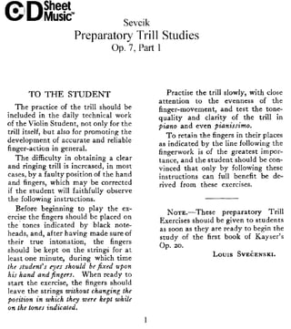 Sevcik Preparatory Trill Studies Op. 7 Part I