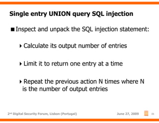Single entry UNION query SQL injection

     Inspect and unpack the SQL injection statement:

          Calculate its outp...