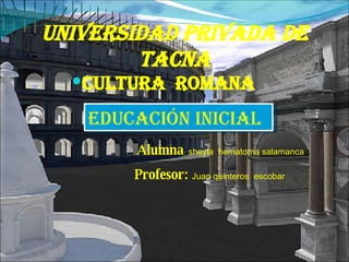 universidad privada de Tacna ,[object Object],Alumna :  sheyla  hematoma salamanca Profesor:  Juan quinteros  escobar Educación inicial 