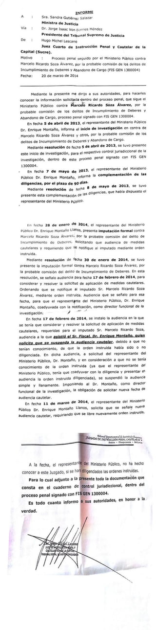 Presidente Tribunal Supremo de Justicia Proceso Penal a Marcelo Soza