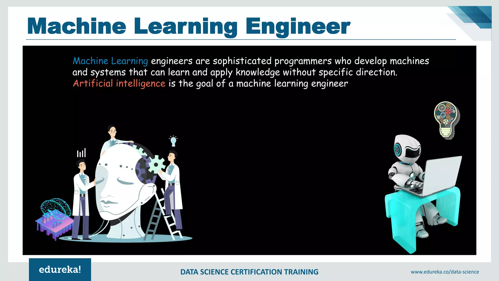 DATA SCIENCE CERTIFICATION TRAINING www.edureka.co/data-science
Machine Learning Engineer
 