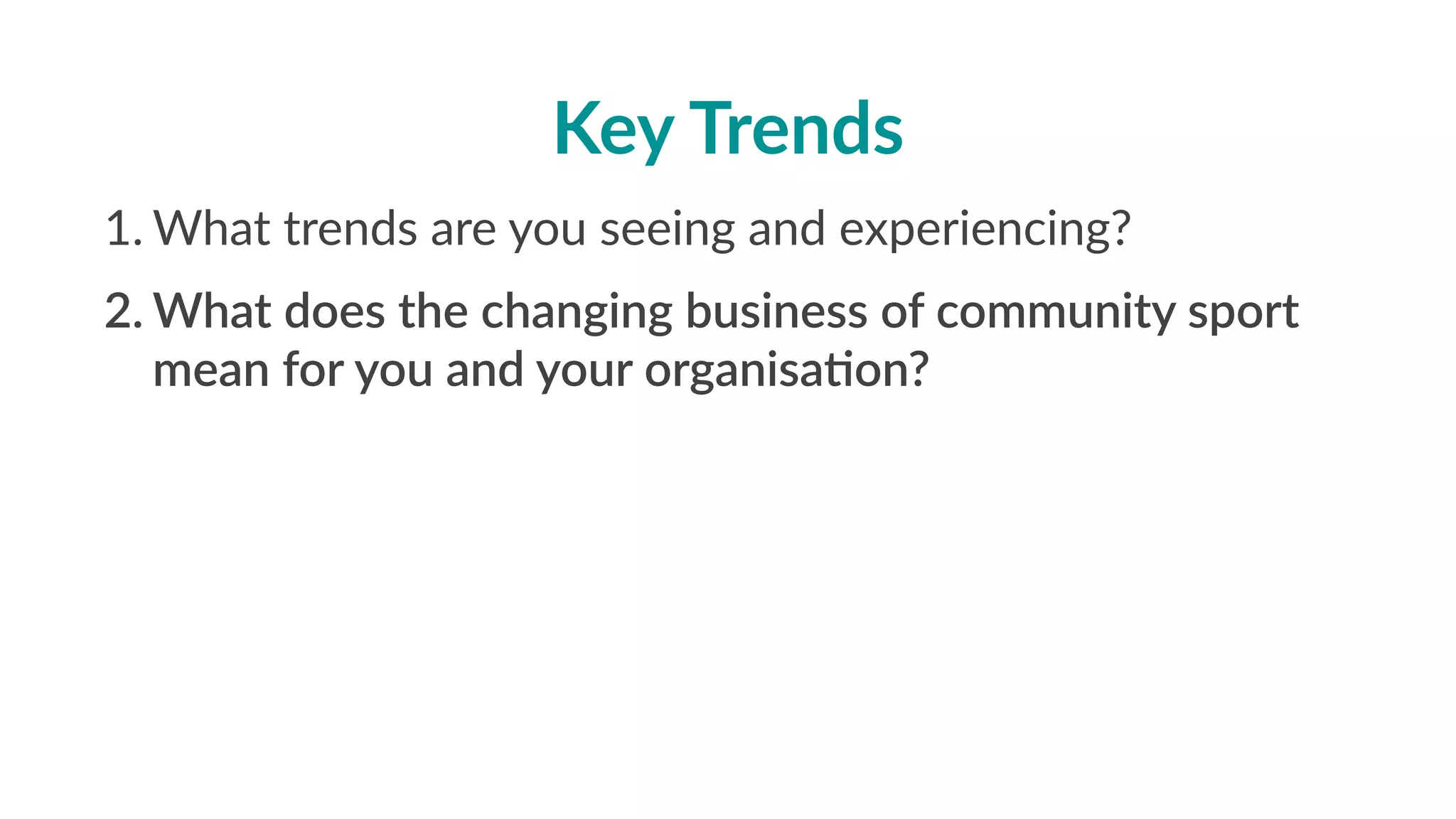 • the  rise  of  peer-­‐to-­‐peer  technologies  
• scaled  customisa'on    
• moving  from  produc'on  to  plaQorms  for  customers  to  create  
• a  shiR  from  owning  more  things  to  having  unique  and  memorable  experiences  
• the  decline  of  9-­‐to-­‐5  schedules  and  the  rise  of  mobile  free  agents  
• job  seekers  priori'sing  purposeful  work  over  secure  long  term  careers      
• more  segmented  life  stages  
• wearable  technology,  the  quan'ﬁed  self  movement,  and  biometrics  revolu'on  
• a  move  from  mass  produc'on  and  mass  marke'ng  to  cater  for  microniches  
• accelerated  urbanisa'on  and  the  emergence  of  megaci'es  
• pop-­‐up  stores,  restaurants,  exhibi'ons  and  experiences  
• the  growth  of  the  DIY  economy,  the  maker  movement  and  3D  prin'ng    
• lifehacking  to  op'mise  'me,  nutri'on,  work  eﬃciency,  travel,  learning  &  habits  
• online  plaQorms  &  technologies  that  leverage  reputa'on  &  trust  between  users
key  global  trends
 