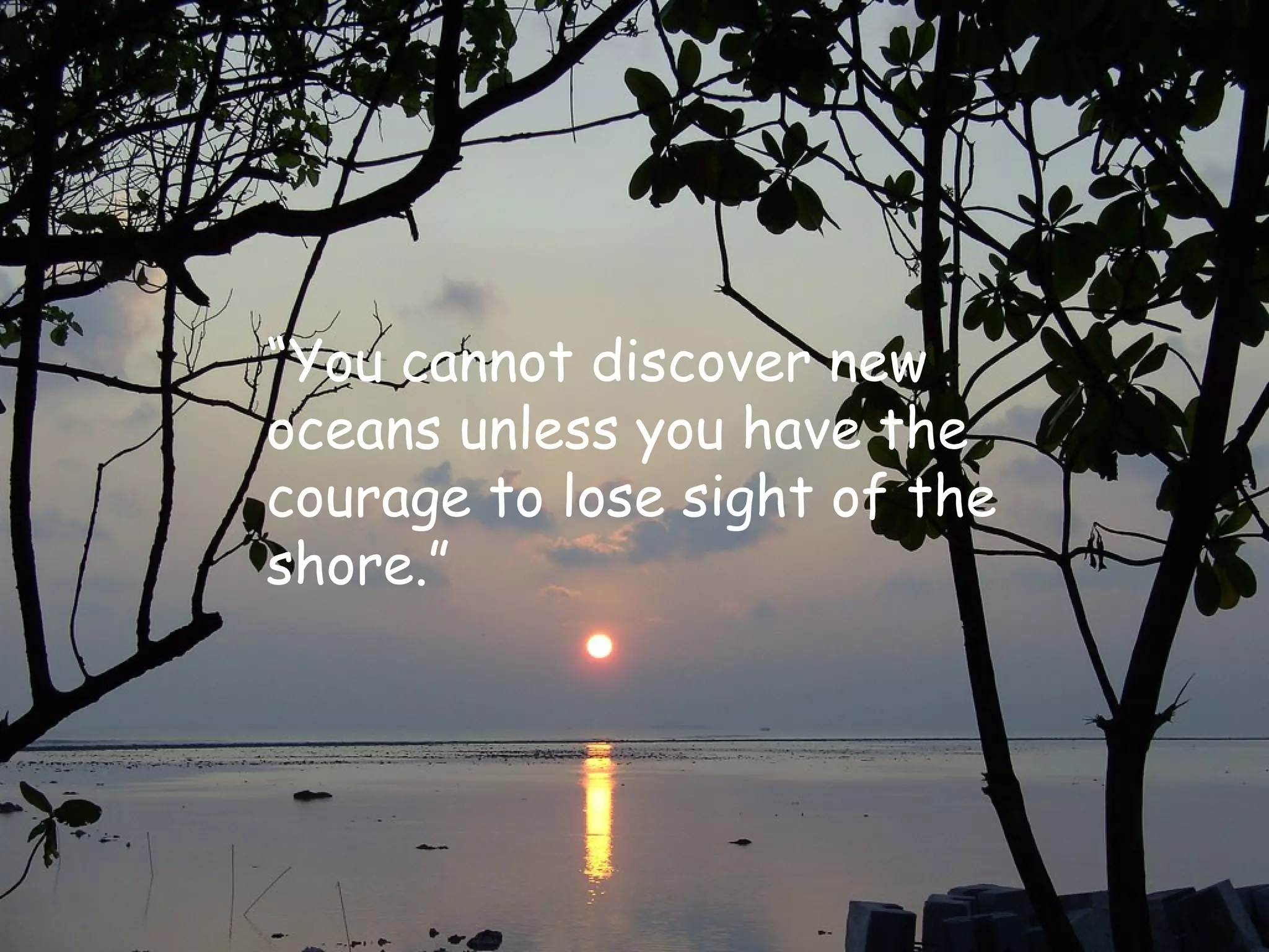 “ You cannot discover new oceans unless you have the courage to lose sight of the shore.” 