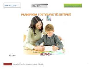 1 | Zekirja Latifi-Planifikim i detyrave të shtëpisë –PRILL 2015
SHFK “A.Z.ÇAJUPI” Viti shkollor 2014/15
Ars. Z.Latifi
 