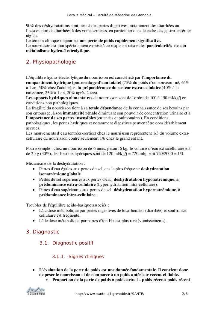 Deshydratation Aigue Du Nourrisson Et Traitement Deshydratation Aigue Du Nourrisson Et Traitement