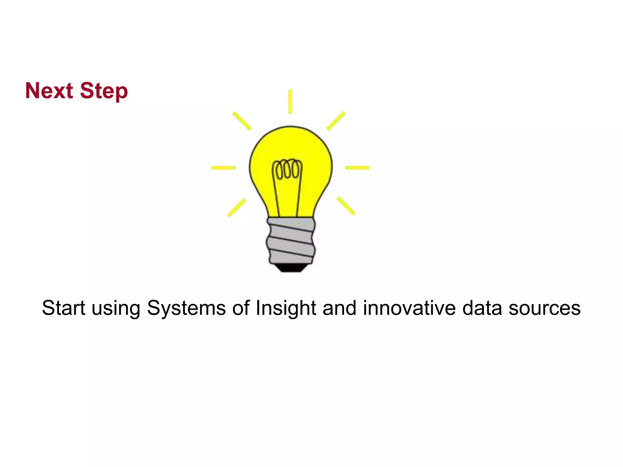 Next Step
Start using Systems of Insight and innovative data sources
 