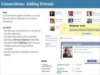 Connections: Adding Friends
What
A user has found people she knows on a social
site and wants to add them to her circle of...
