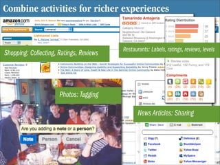 Combine activities for richer experiences


                                         Restaurants: Labels, ratings, reviews...