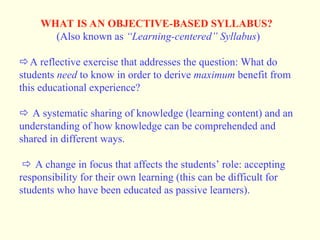 Creating an Objective-Based Syllabus: Designing Effective Learning ...