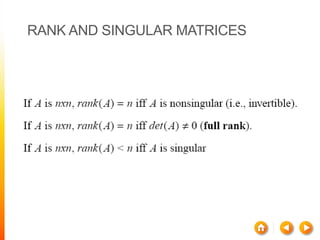 RANK AND SINGULAR MATRICES
 