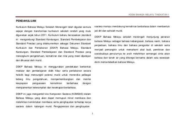 Dskp Kssm Bahasa Melayu Tingkatan 1