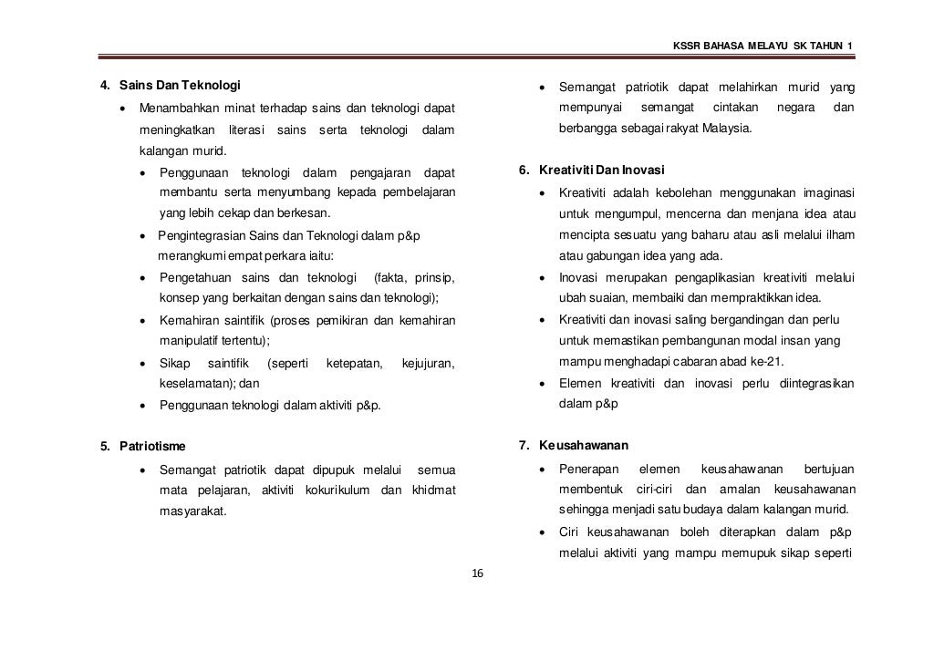 DSKP Bahasa Melayu KSSR Tahun 1 ( Semakan )