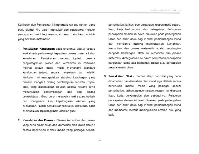 Dskp matematik kssr semakan tahun 1 2017