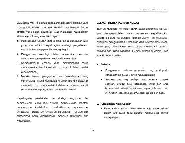 DSKP Matematik KSSR Tahun 1 ( Semakan )